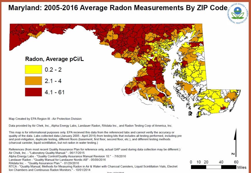 radon Maryland map