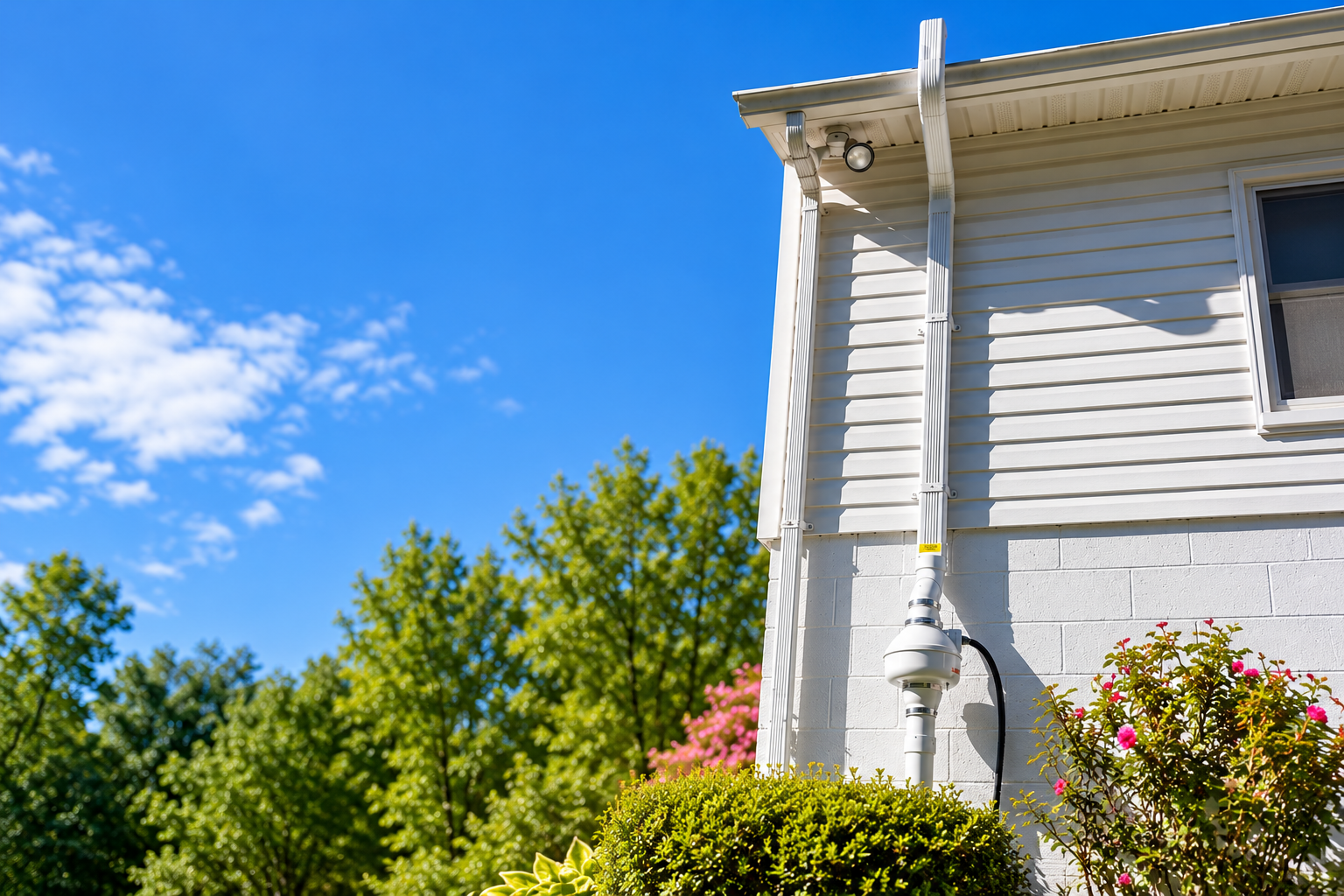 Exterior radon mitigation system installed on a home